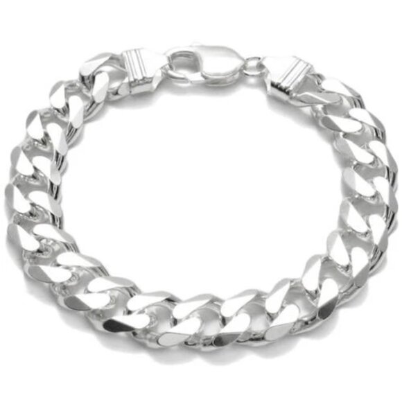 CHARMING STERLING SILVER CUBAN LINK CHAIN BRACELET - 8 INCH - Picture 12 of 16